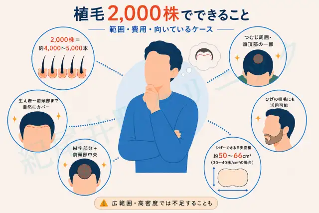 植毛2,000株でできることは?範囲・費用・向いているケースを解説