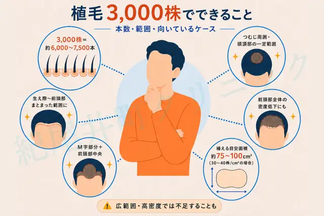 植毛3,000株でできることは?範囲・費用・向いているケースを解説
